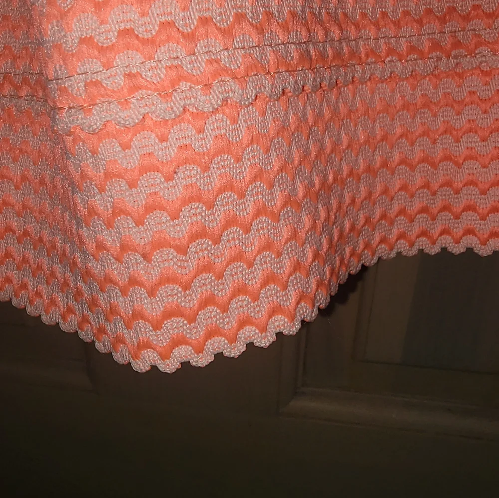 Misses sz M Blue Tique Neon Orange Rik Rak design Mini skirt - Picture 6 of 9